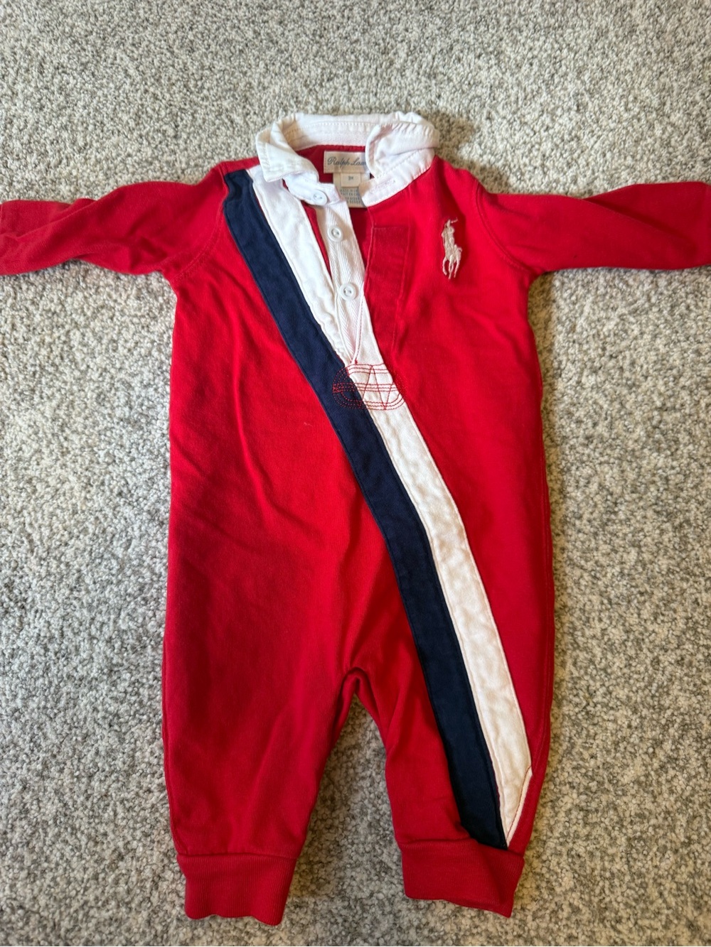 Ralph Lauren Red, Navy & White Baby One-Piece